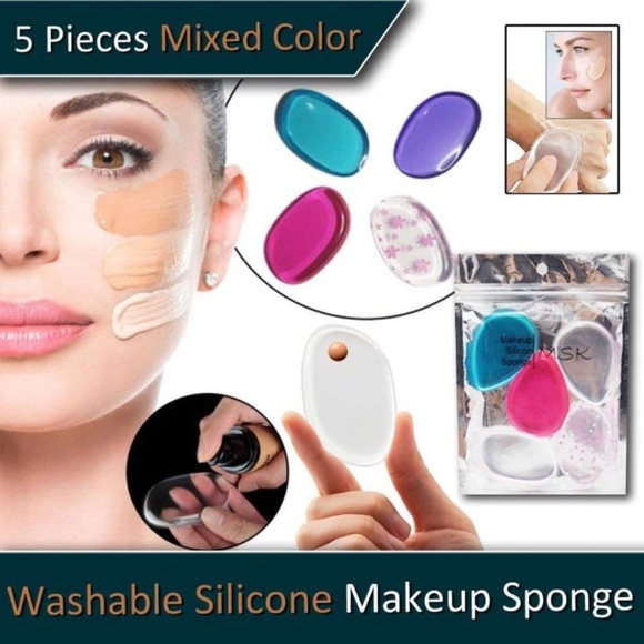 5 Pack Mix Color Silicone Makeup Sponge - Picture 1 of 5